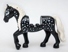 Lego Animal Friends Cheval Noir Avec Des Taches Blanches Minifigure