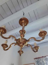 LUSTRE EN BRONZE DORE A SIX BRAS DE LUMIERE, MILIEU 20e, Diam.65 cm