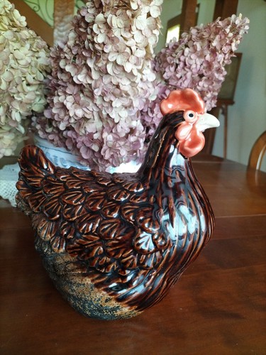 Poule céramique émaillée - poule,