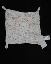 Doudou plat souris blanc rose