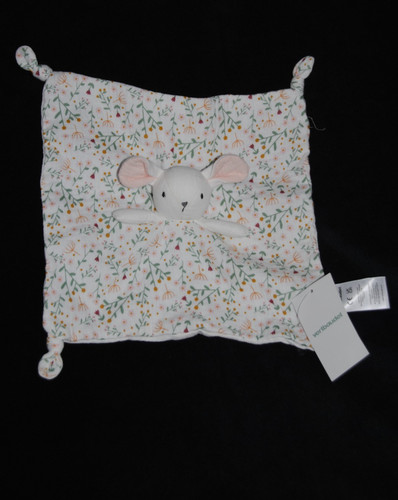Doudou plat souris - blanc, rose