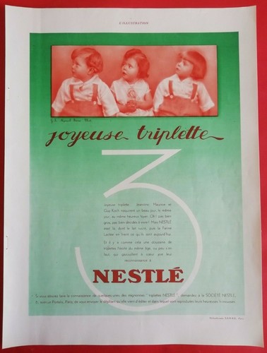 1930 joyeuse triplette nestle - joyeuse,