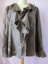 Veste légère en lin et soie taupe DEVERNOIS Taille 44/46 Impeccable