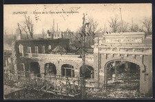 CPA Jeumont, Entrée de la Gare après les explosions 1919 