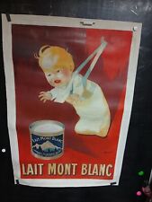 RARE AFFICHE LAIT MT BLANC D'APRES AUZOLLE  LITHO 120X80CM ENTOILEE