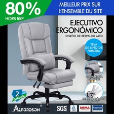 ALFORDSON Fauteuil de Bureau Ordinateur Gaming Siège Tissu Recliner Gris