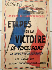Affiche originale 1945 RHIN DANUBE Film VICTOIRE Armée Afrique de Lattre 80x120