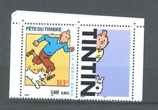 TINTIN 2000 Fête du timbre Y&T P3303b timbre+vignette