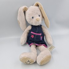 Doudou musical lapin bleu marine beige rose PERICLES - 36546