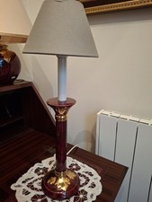 LAMPE DE TABLE A POSER forme bougeoir, "L.DRIMMER" céramique. Années 70. H 66 cm