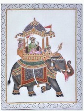 Cadre toile tableau éléphant - ethnique - Inde - 40 x 30 cm - animal animaux