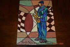 RICARDO MAYA PAINTING ABSTRACT MODERNIST MUSIC MAN PORTRAIT  CUBISM MINI SWEET