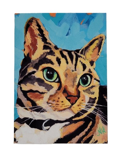 Aceo print tabby cat acrylic - tabby,