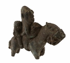 Ancienne grande Figurine Cavalier Sao Cheval Tribal Tchad Bronze africain # 227