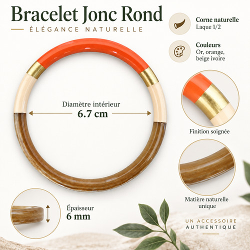 Bracelet jonc rond corne - jonc,
