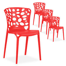 4 Chaises de jardin bistrot en rouge chaise design empilable cuisine Homestyle4u