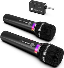 Micro sans Fil, Double Microphone Rechargeable avec Connexion par Puce Indivi...