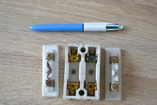 Ancien fusible double type tabatière en porcelaine 10A-380V - 15A-250V