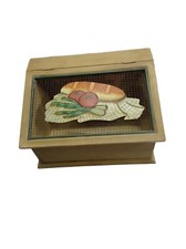 Ancien garde-manger en bois – caisse à pain/fromage grillagée – 30 × 21 × 19 cm 