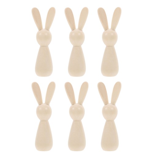 Wooden peg bunny doll - bunny, 6pcs