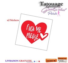 TATOUAGE TEMPORAIRE -Fuck Me Please- Tattoo Ephémère -Adulte Fétiche Sexy (X529)