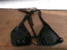 Maillot de bain PULL-IN haut bikini noir rayé argenté noué M 36/38