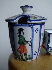 VINTAGE SALT AND MUSTARD POT CERAMIC FRANCE HB QUIMPER