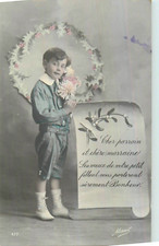 CP PETIT GARCON AVEC FLEURS