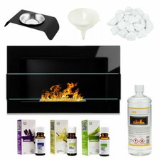 Cheminée Bio Éthanol Noir Brillan 650x400 Brûleur à Feu Eco Design + Accessoires