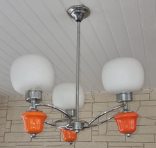 Superbe suspension vintage Design  Space Age Métal ,Céramique ,opaline Années 70