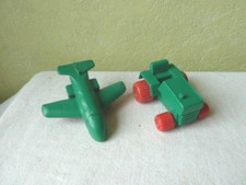Lot 2 Jouets Tracteur Avion Plastique Viking Toys Vintage 