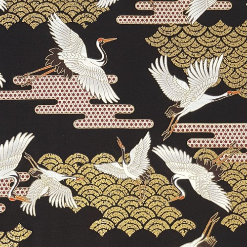 Tissu japonais grues - tissu,