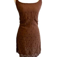 Vtg 90s Brown Mesh Dress