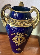Vase Aux 3 Anses Porcelaine Tours Jaget & Pignon Bleu De Four