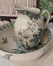 Nécessaire Toilette Broc + Cuvette Moulin Des Loups Modèle orchidée vert