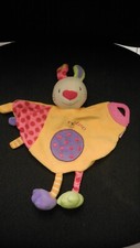 doudou plat lapin rose jaune violet anneau dentition BABYSUN (2 dispo)