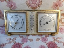 Baromètre Thermomètre Hygromètre sur Bronze Vintage fonctionne 15cmX7cm 1950