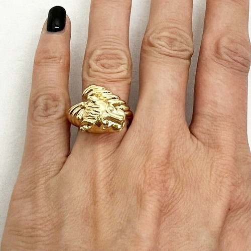 Bague lion jaune 18k - or,