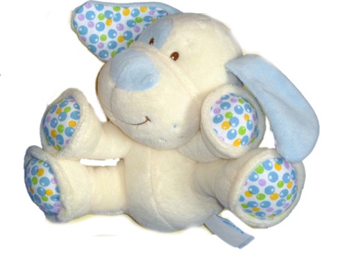 Doudou peluche chien blanc - peluche,