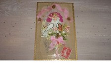 Ange - n°74644 - Bébé avec deux colombes, et fleurs - Carte celluloïd, ave