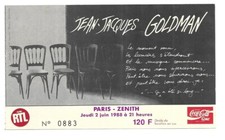 RARE / TICKET BILLET CONCERT - JEAN JACQUES GOLDMAN LIVE A PARIS ( FRANCE ) 1988