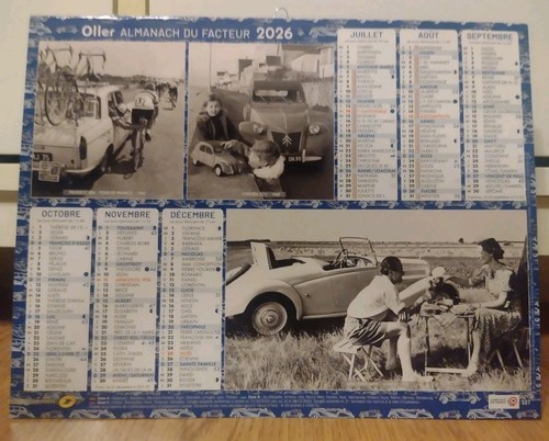 Calendrier poste 2026 - calendrier,