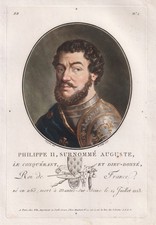 Philippe II Auguste Roi King Roi France Portrait France Mezzotint 1790