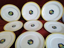 Rare Service La Louvière & Boch Décor Oiseau Art Déco- Lisseret Jaune- Lot 10pcs