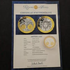 MEDAILLE ARGENT 333‰ DOREE OR FIN / ROYAUME D ARTOIS 1191 / 15g 36mm / Avec cert