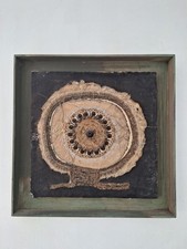 Tableau encadré Art mural artisanal en papier d'écorce Amate Raphia Tressé  