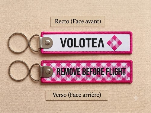 Porte clé brodé tissé avion - porte,