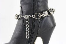 Bottes Femmes Bracelet Bande Argent Chaussure Métal Chaîne Squelette Crâne Goth