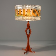 Lampe Métal Orange  France Abat Jour Plastique Vintage 1970