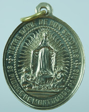 Rare Religious Medal Pendant 19Thc bronze St Ann & Mary & Our Lady of Good Help